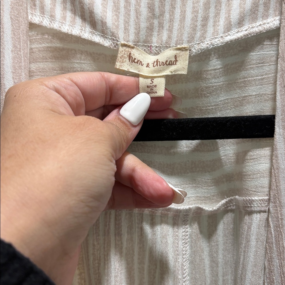Hem & Thread Cream Striped Cardigan - Picture 3 of 5